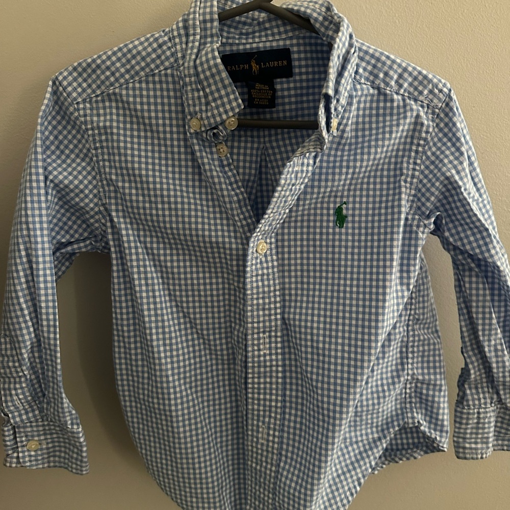 Ralph Lauren Blue and Green Gingham Button Down Shirt
